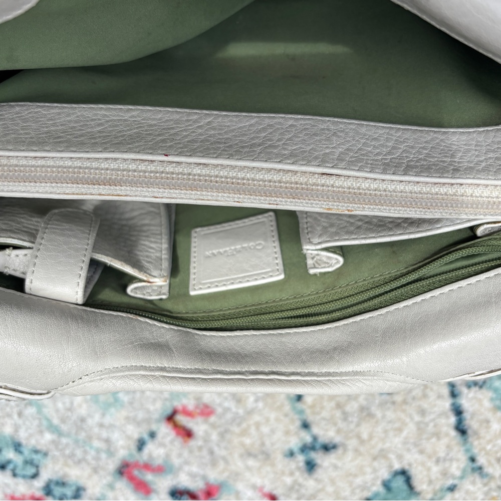 Cole Haan White Leather Bag with Green Interior